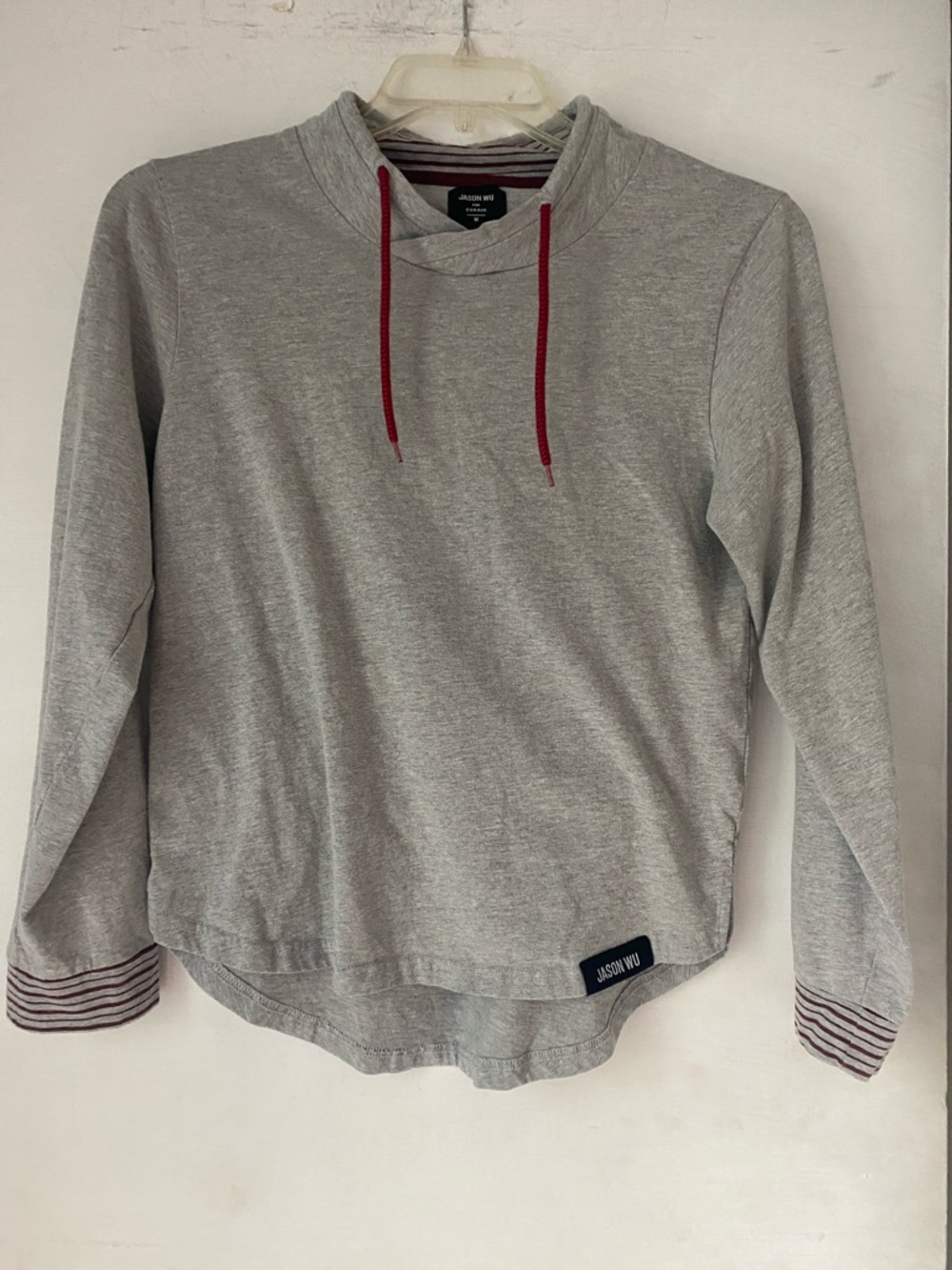 Jason Wu Light Gray Hoodie with Red Drawstrings